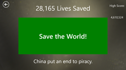 Save the World Screen China put an end to piracy